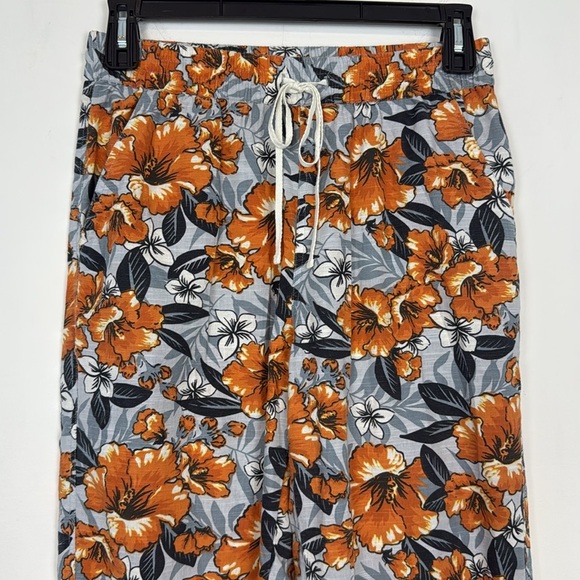 Urban Outfitters Orange and Gray Hawaiian Floral Print Pull on Joggers. Size Med - Picture 2 of 14